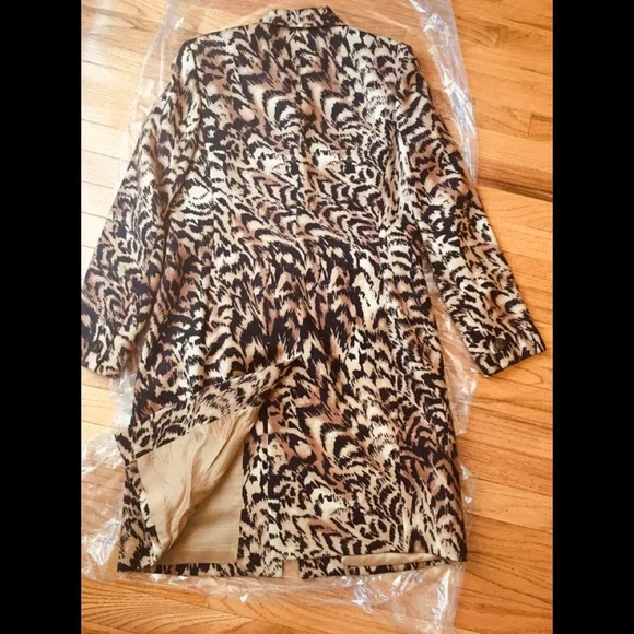 Dana Buchman 3/4 Car-length Coat - Tiger Print - 100% Wool - Picture 4 of 7